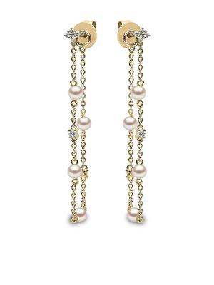Yoko London boucles d'oreilles pendantes Trend en or 18ct à perles pavées de diamants
