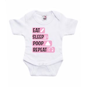 Bellatio Decorations Baby rompertje - eat sleep poop repeat - roze - kraam cadeau 92 (18-24 maanden)  -