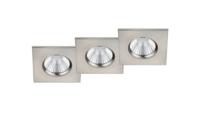 Trio Badkamer inbouwspotsZagros (3x) met led vierkant grijs - 650610307