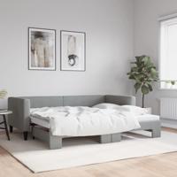 Slaapbank met onderschuifbed 90x190 cm stof lichtgrijs