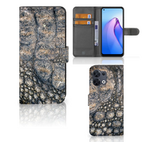 OPPO Reno8 Telefoonhoesje met Pasjes Krokodillenprint - thumbnail