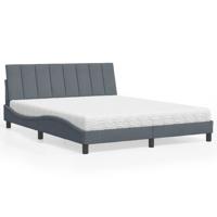 Bed met matras "Hanko" fluweel donkergrijs 160x200 cm