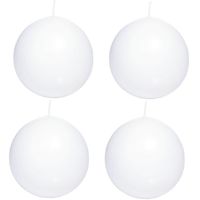 4x Witte bolkaarsen 7 cm 46 branduren