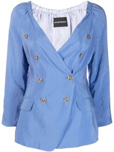 Emporio Armani double-breasted silk jacket - Bleu