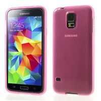 Roze Transparante Samsung Galaxy S5 TPU hoes - thumbnail