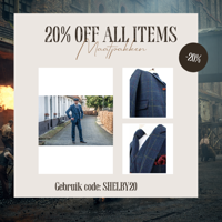 Maatpak Voor Heren | 3-delig Pak | Blauw Overcheck Twill | Arthur Shelby | Peaky Blinders | Peaky Blinders