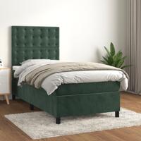 Boxspring met matras fluweel donkergroen 80x200 cm