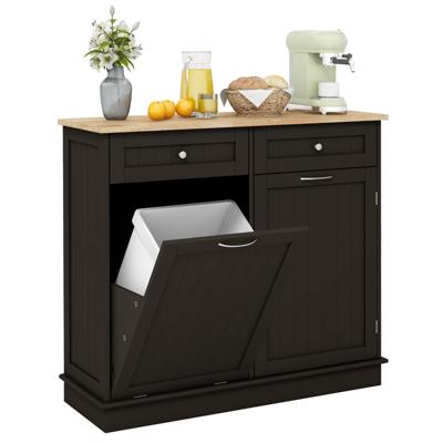 Commode voor 42L Prullenbak met Werkblad & 2 Lades & Verstelbare Plank Keukenkast Bruin