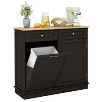 Commode voor 42L Prullenbak met Werkblad & 2 Lades & Verstelbare Plank Keukenkast Bruin Commode voor 42L Prullenbak met Werkblad & 2 Lades & Verstelbare Plank Keukenkast Bruin