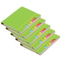 Schoolschrift / notitieboekje - 5x - A6 formaat - 70 gelinieerde pagina's - groen - met balpen