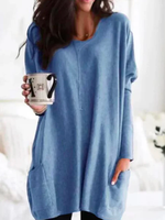 Casual Pockets Long Sleeve Solid Top - thumbnail