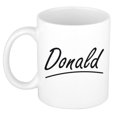 Naam cadeau mok / beker Donald met sierlijke letters 300 ml Naam cadeau mok / beker Donald met sierlijke letters 300 ml
