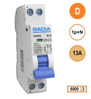 GACIA M80N-D13 installatieautomaat 1p+n D13 6kA (18mm)