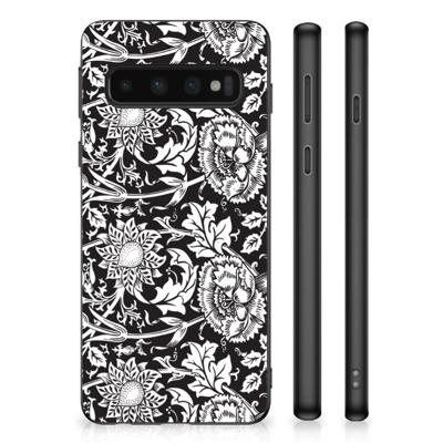 Samsung Galaxy S10 Skin Case Black Flowers
