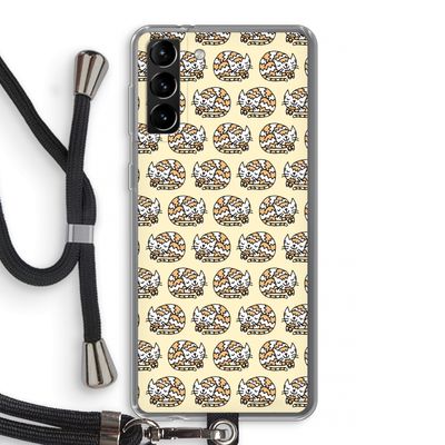 Slapende poes: Samsung Galaxy S21 Plus Transparant Hoesje met koord