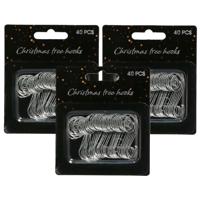 Kerstbalhaakjes - 120x stuks - zilver - 3,5 cm - metaal - kerstboomhaakjes - thumbnail