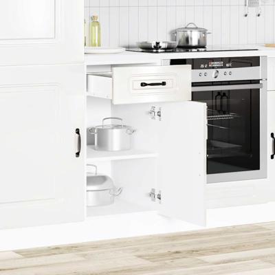 Keuken onderkast Kalmar bewerkt hout hoogglans wit