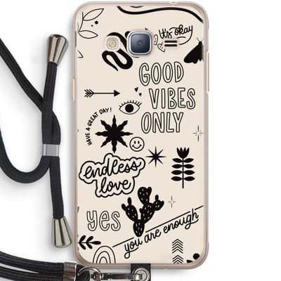 Good vibes: Samsung Galaxy J3 (2016) Transparant Hoesje met koord