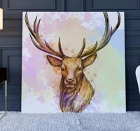 Canvas schilderij herten Verf splash hert