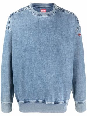Diesel sweat en jean D-Krib à effet délavé - Bleu