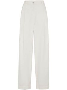 Brunello Cucinelli pantalon droit à taille haute - Blanc