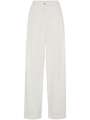 Brunello Cucinelli pantalon droit à taille haute - Blanc