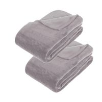 2x Stuks grote Fleece deken/fleeceplaid grijs 230 x 180 cm polyester - thumbnail