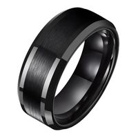 Wolfraam heren ring zwart gebostelde streep 8mm-21mm - thumbnail