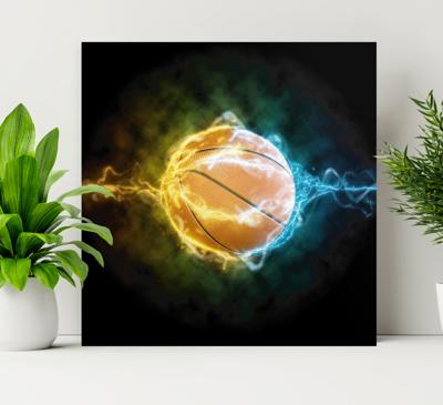 Canvas schilderij jongeren Water en vuur basketbal