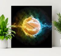 Canvas schilderij jongeren Water en vuur basketbal