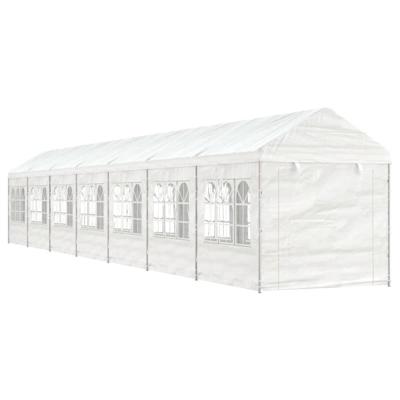 Prieel met dak 15,61x2,28x2,69 m polyetheen wit