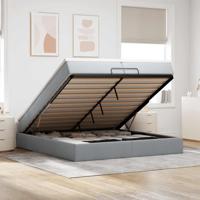 Ottoman bed met matrassen 200x200cm stof lichtgrijs