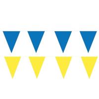 Gele en Blauwe feest punt vlaggetjes pakket - 120 meter - slingers/ vlaggenlijn - 12 vlaggenlijnen
