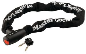 MASTER LOCK Ketting van gehard staal van 1 m lang x 10 mm met gentegreerd slot met sleutels; zwart