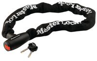 MASTER LOCK Ketting van gehard staal van 1 m lang x 10 mm met gentegreerd slot met sleutels; zwart - thumbnail