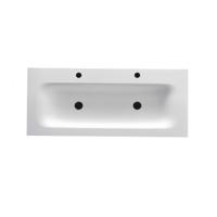 Wastafel BWS Wanda Met Overloop 2 Kraangaten 120x1,6x52,5 cm Mat Wit Wastafel BWS Wanda Met Overloop 2 Kraangaten 120x1,6x52,5 cm Mat Wit