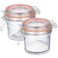 Weckpot/inmaakpot - 2x - 250 ml - glas - met beugelsluiting - luchtdicht - thumbnail