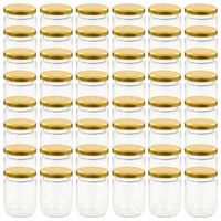 vidaXL Jampotten met goudkleurige deksels 48 st 230 ml glas - thumbnail