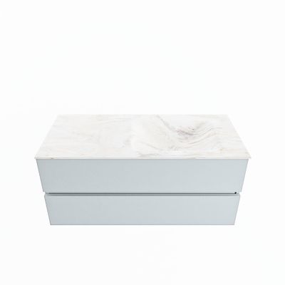 MONDIAZ VICA-DLUX 110cm badmeubel onderkast Clay 2 lades. Inbouw wastafel CLOUD rechts 1 kraangat, kleur Ostra.