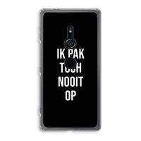Ik pak nooit op - Zwart: Sony Xperia XZ2 Transparant Hoesje
