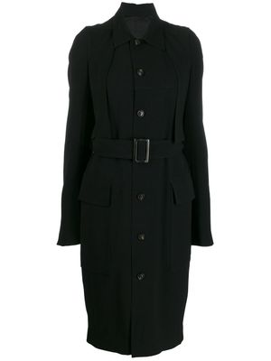 Rick Owens manteau à taille ceinturée - Noir