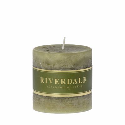 Riverdale Kaars Pillar salie groen 7x7cm Riverdale Kaars Pillar salie groen 7x7cm