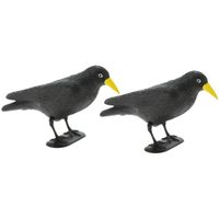 Raaf/kraai - 2x - zwart - vogelverschrikker/vogelverjager - 35 cm - thumbnail