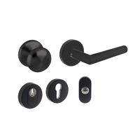 Intersteel Basis voordeurset veiligheidsbeslag skg3 rond rvs zwart met kerntrekbeveiliging - thumbnail