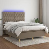 Boxspring met matras en LED stof taupe 140x190 cm