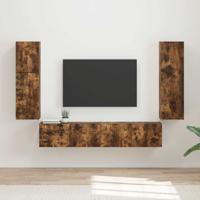 Tv-meubelset Wandgemonteerd 4 pcs Gerookt eiken Bewerkt hout