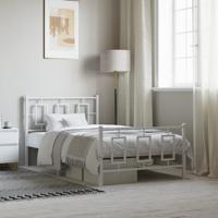 Bedframe met hoofd- en voeteneinde metaal wit 100x190 cm Bedframe met hoofd- en voeteneinde metaal wit 100x190 cm