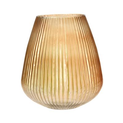 Excellent Houseware Vaas - glas - amber goud - 25 x 37 cm