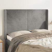 Hoofdbord met randen 147x16x118/128 cm fluweel lichtgrijs
