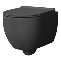 Wandcloset Xenz Gio | 47 cm | Zonder spoelrand | Zonder toiletzitting | Excl.Toiletzitting | Keramiek | Zwart mat